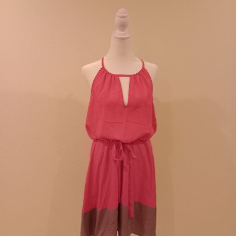 Bar III Pink and Cream Halter Dress